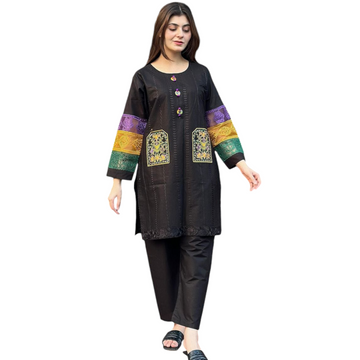 AS 74 Stitched Cotton Pocket self Embroidery 2pcs
